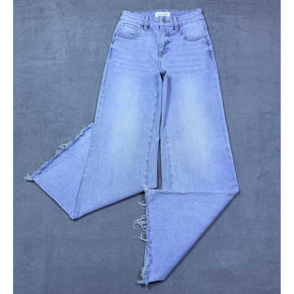 Risen Jeans Womens 1/25 (25x30) Highrise Wide Leg Flared Light Wash Stretch USA